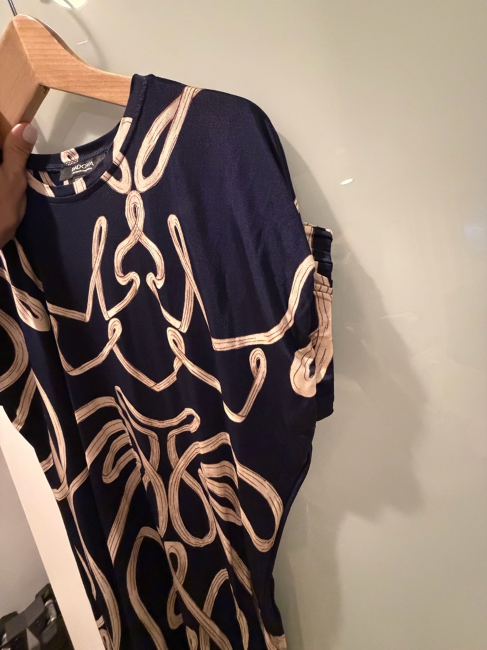 Navy Maxi Dress with Cream Abstract Graphic Print - Picture 6 of 13